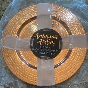 Set of 4 hammered copper chargers